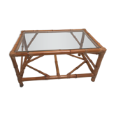 Vintage coffee table in real bamboo and glass 60/70