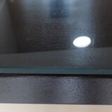 Industrial metal desk from the 70s with three drawers and glass top