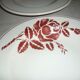 Set of 6 old flat plates in beige and red earthenware