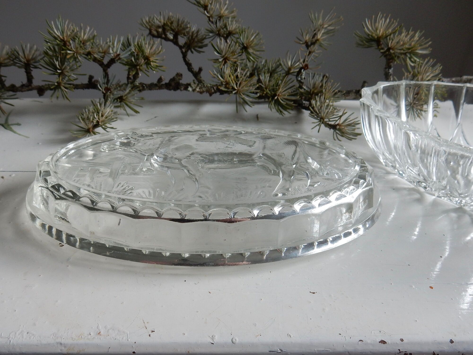 Glass butter with cow motif made in France