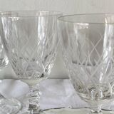 6 antique engraved glasses for wine or water.