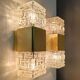 Pair of Maison Sciolari glass and brass wall lights, Italy 1970
