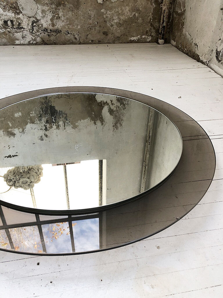 Smoked round design mirror Veca Italy