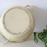 Enamelled metal marmite, pale yellow, vintage