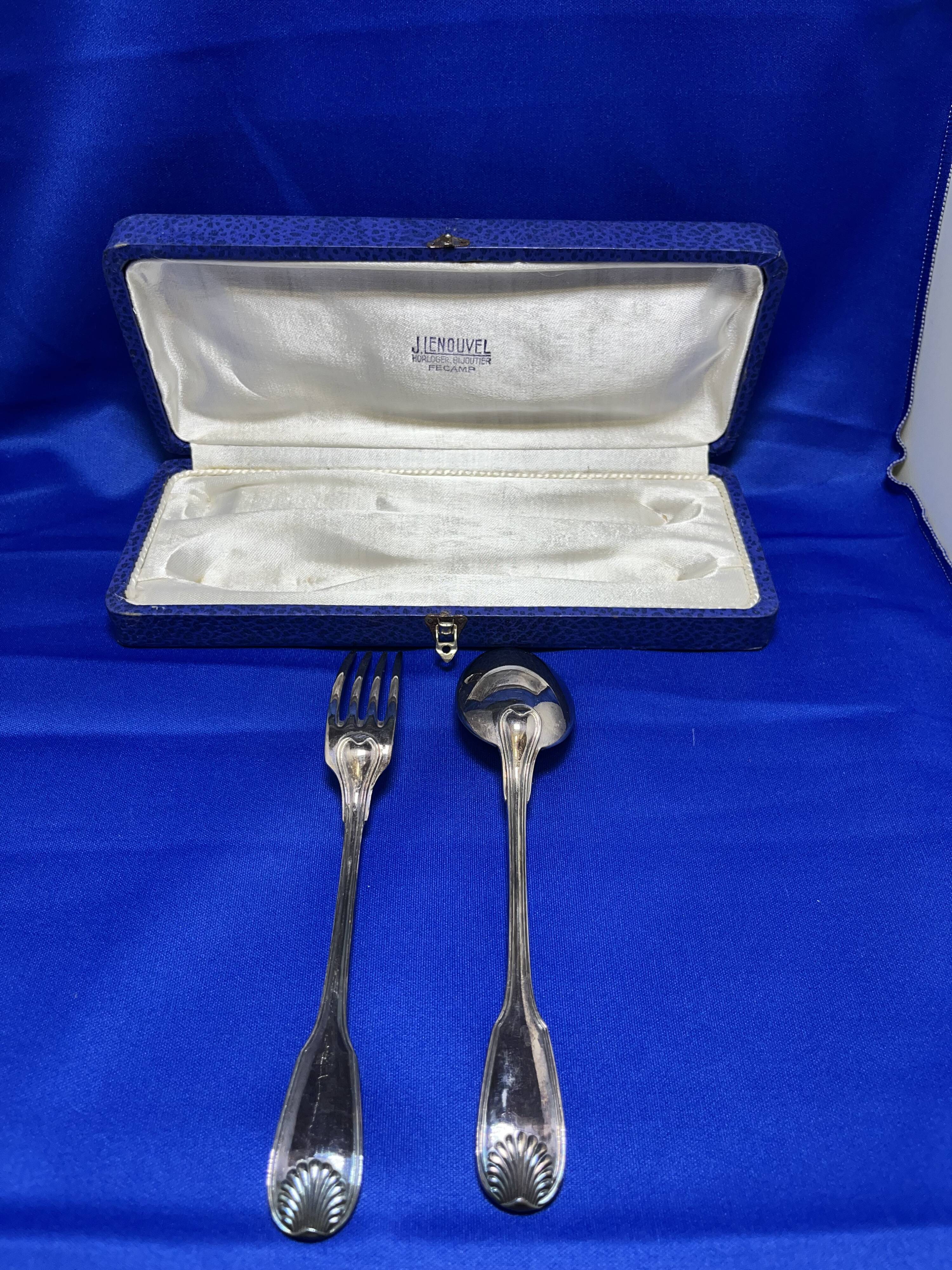 Coffret cuillère et fourchette en métal argentée