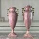 Paire d’urnes en marbre rose et bronzes dorés