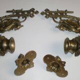 2x Art Nouveau Swivel Arm Piano or Wall Candle Holders Brass Dragon Griffin