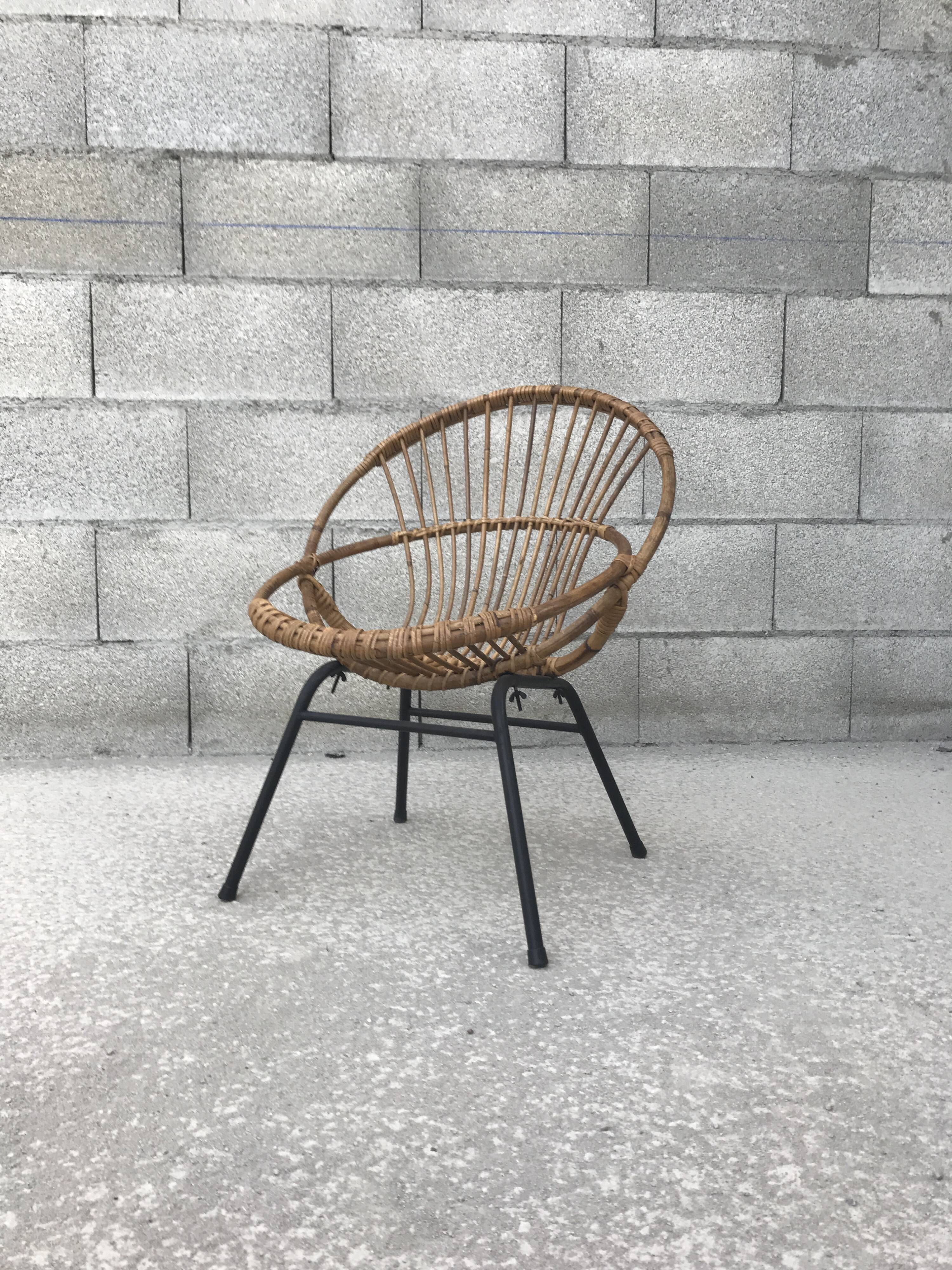 Pair of vintage rattan armchair