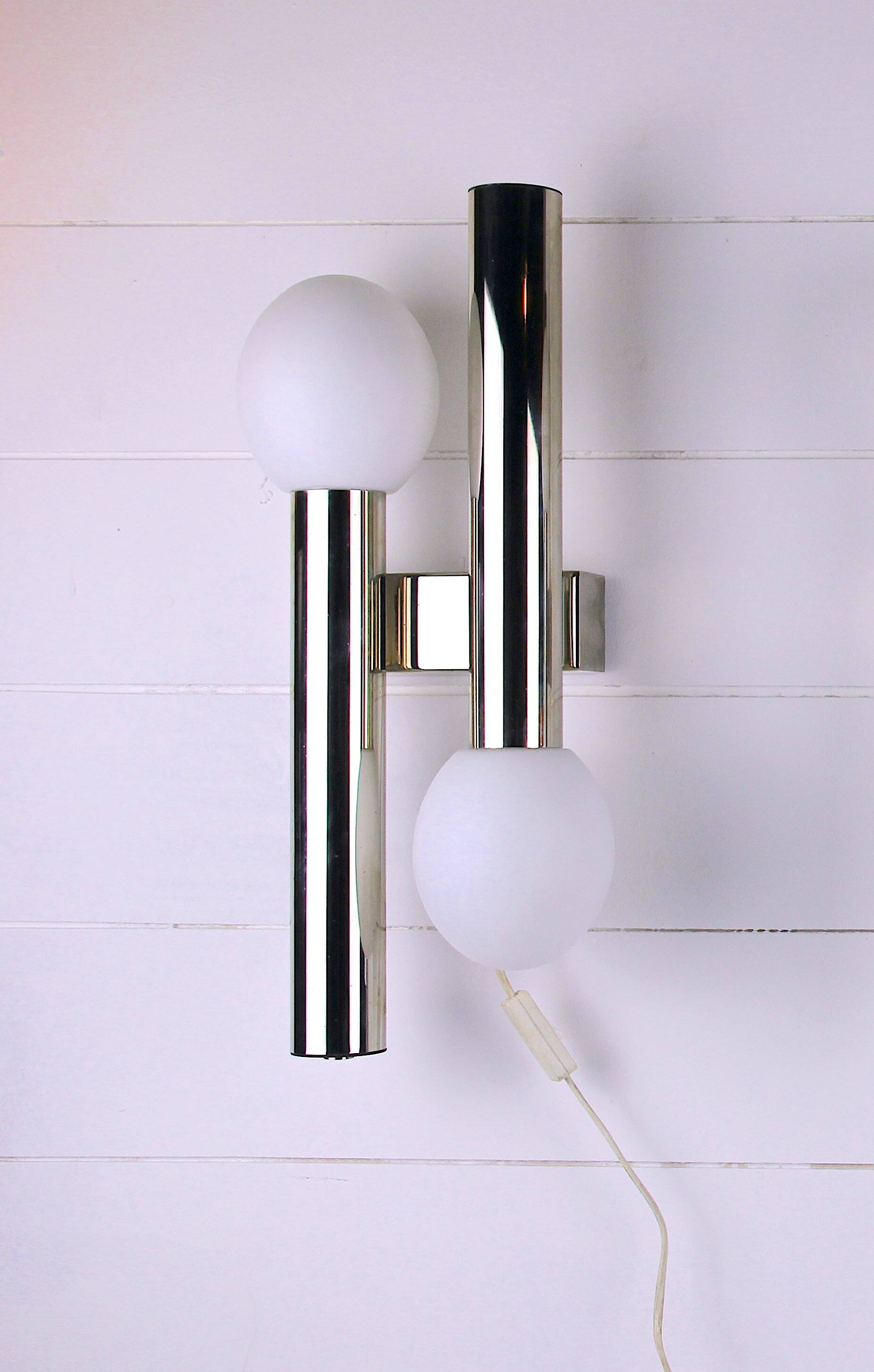 chrome wall lamp by Gaetano Sciolari - Italy, 1970s