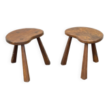 Pair of brutalist tripod stools