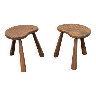 Pair of brutalist tripod stools