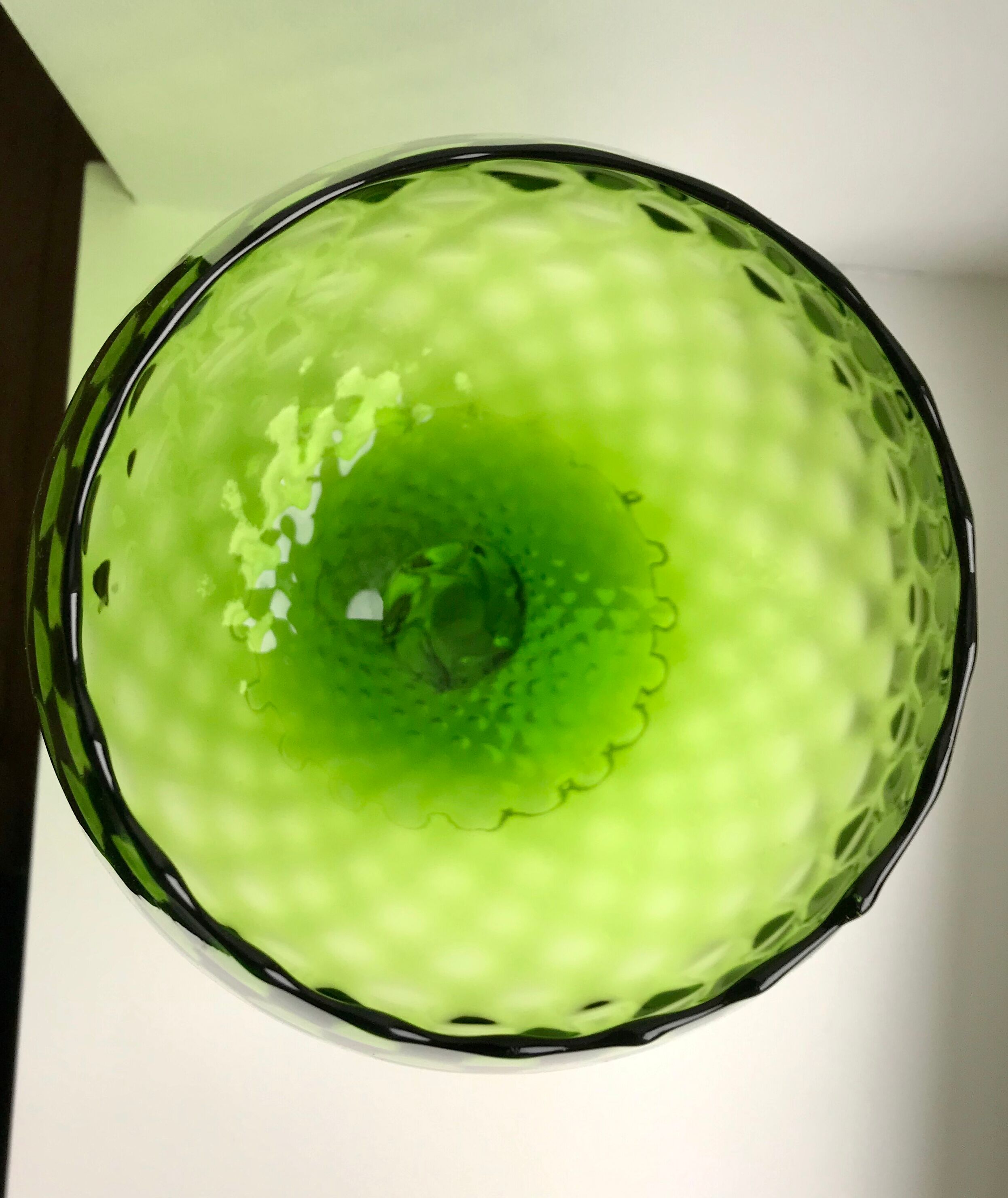 Italian vase, cup in green glass 70s