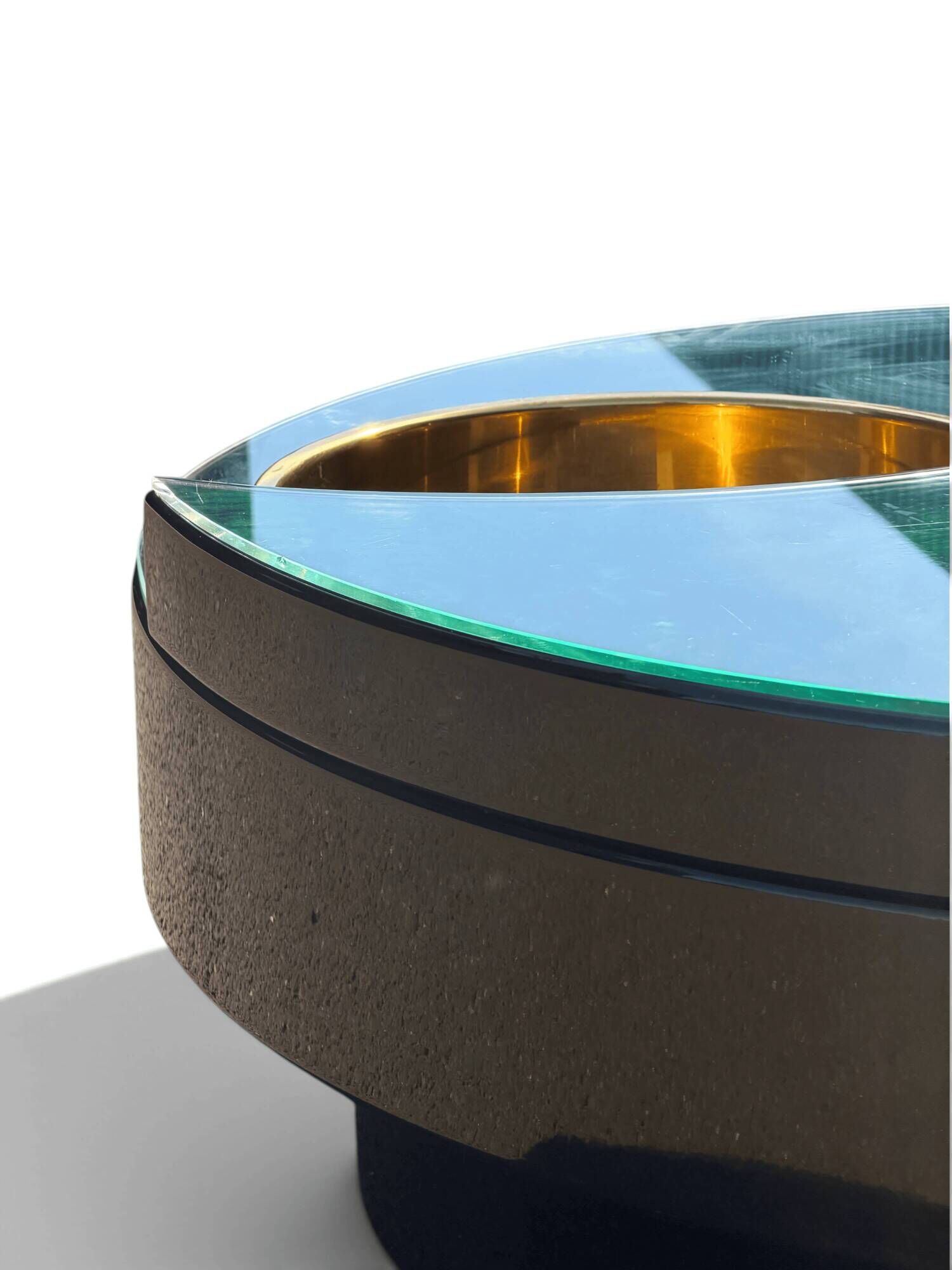 Rotating coffee table Yin Yang by Willy Rizzo, brass, 1970s
