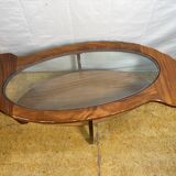 Mid-Century Retro Vintage Teak & Glass Coffee Table 1960  Organic Sculptura
