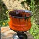 Striking 1970s Chalice Vase - orange & black Fat Lava style