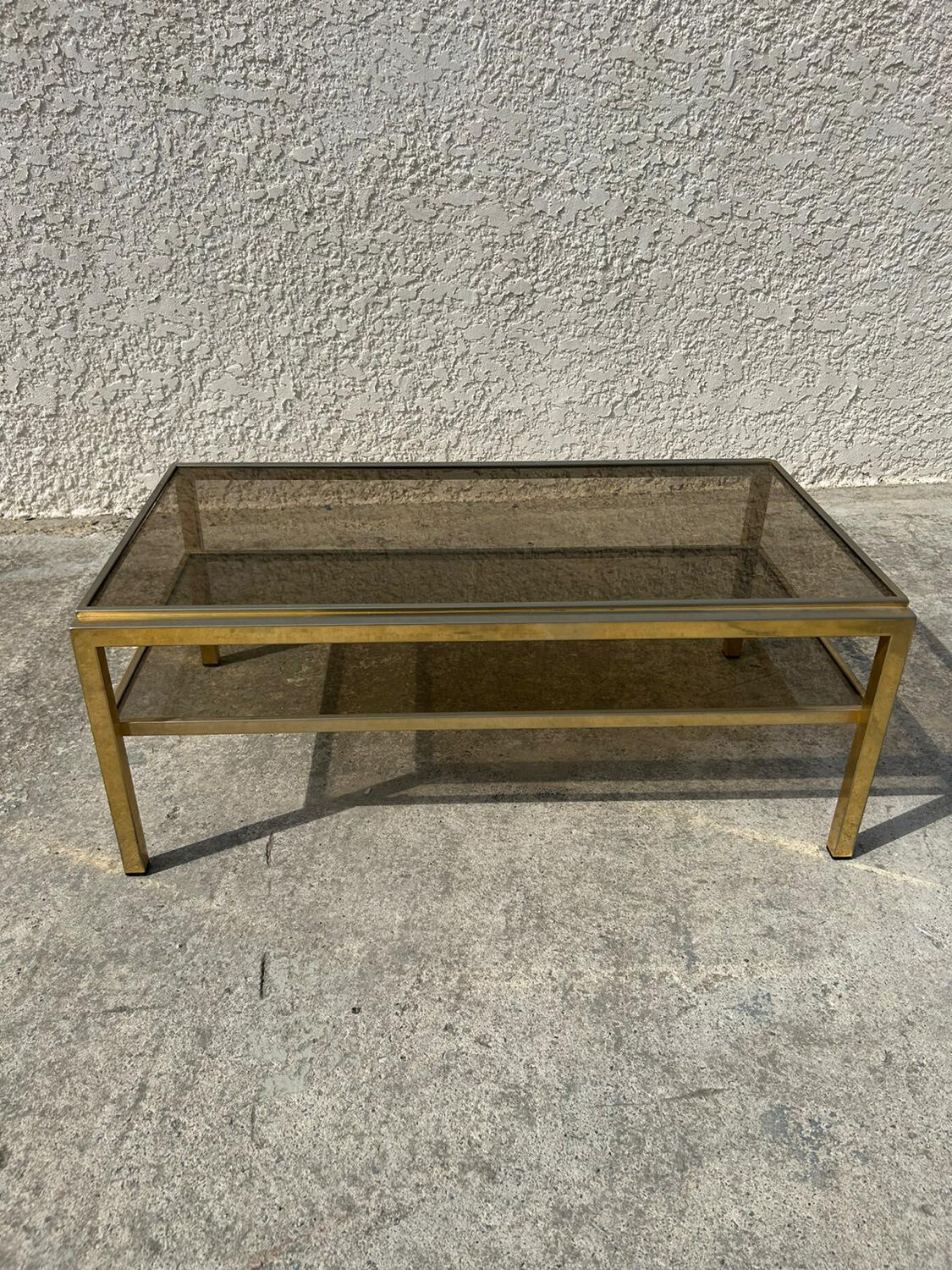 Iron coffee table with glass top