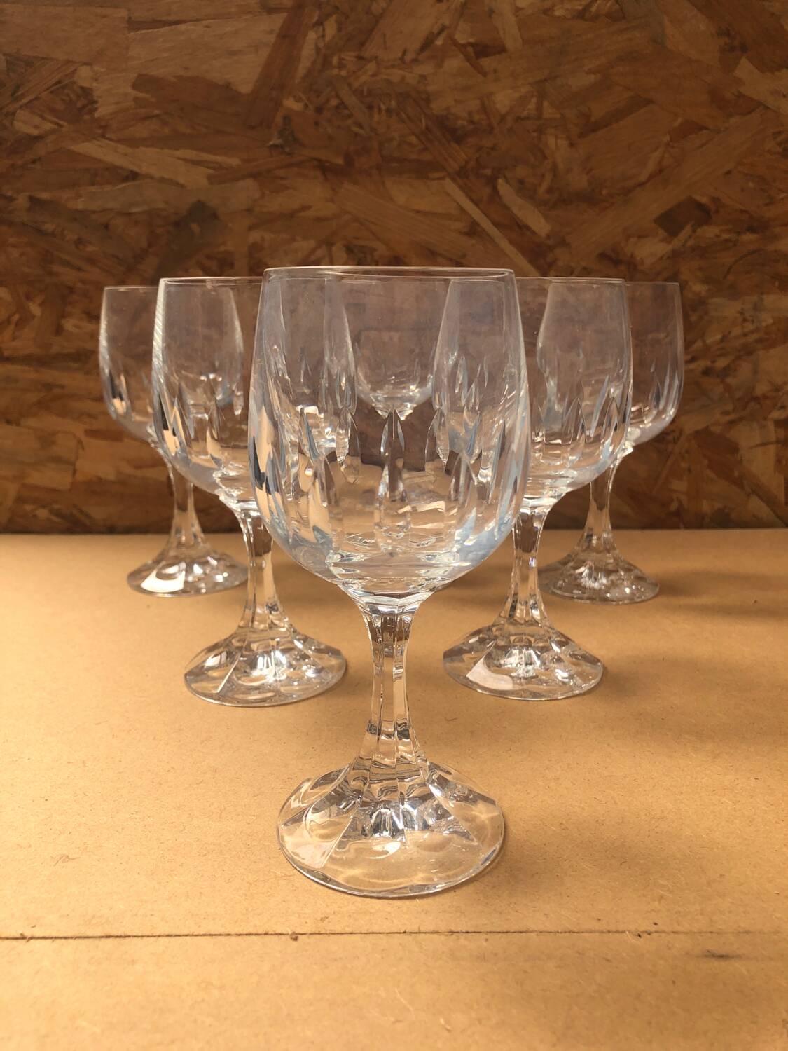 Set of 6 Cristal D'Arques Longchamp Vin France Vintage Stemmed Glasses