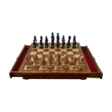 Carved wooden chess game