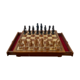 Carved wooden chess game