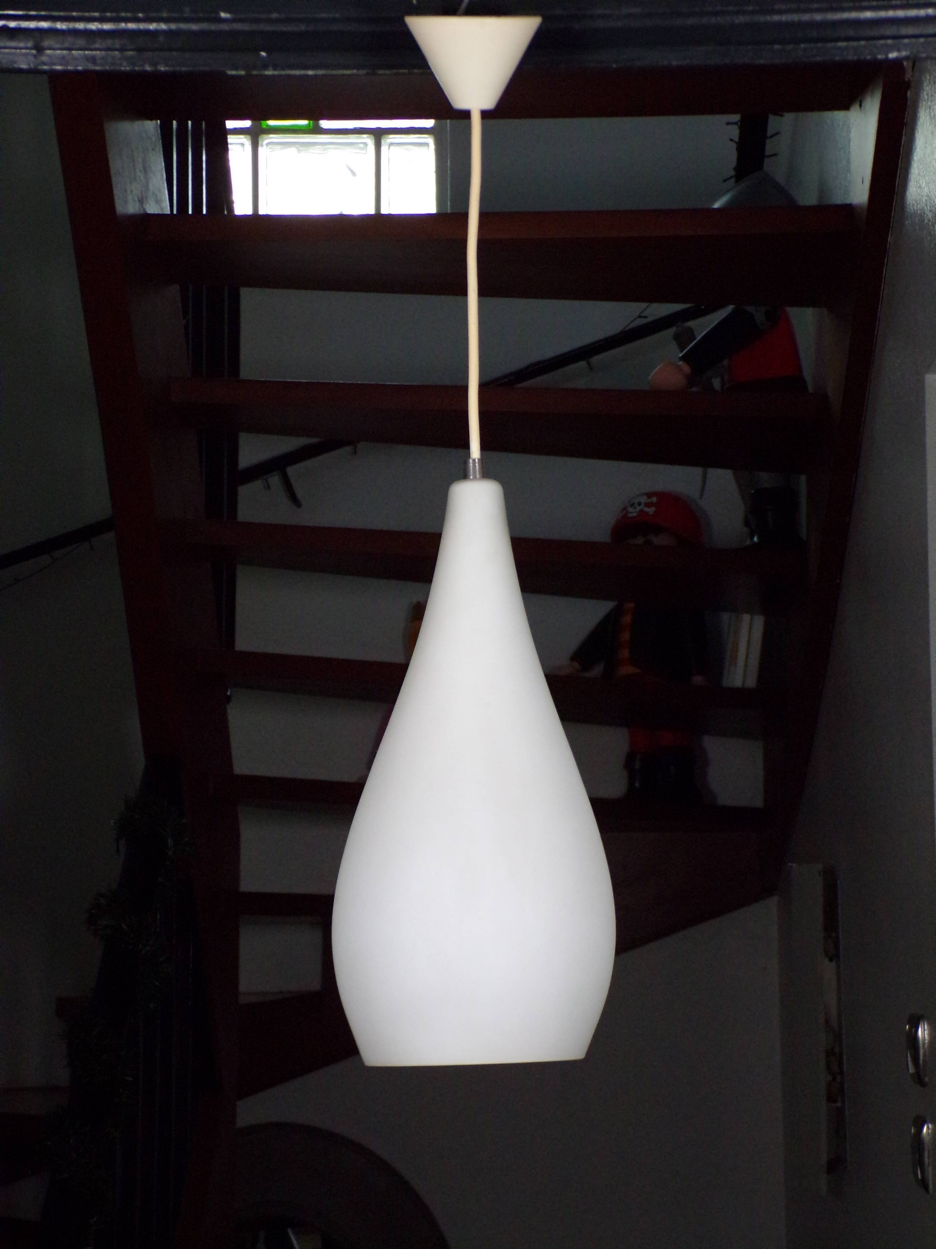 Frosted opaline drop pendant 1960