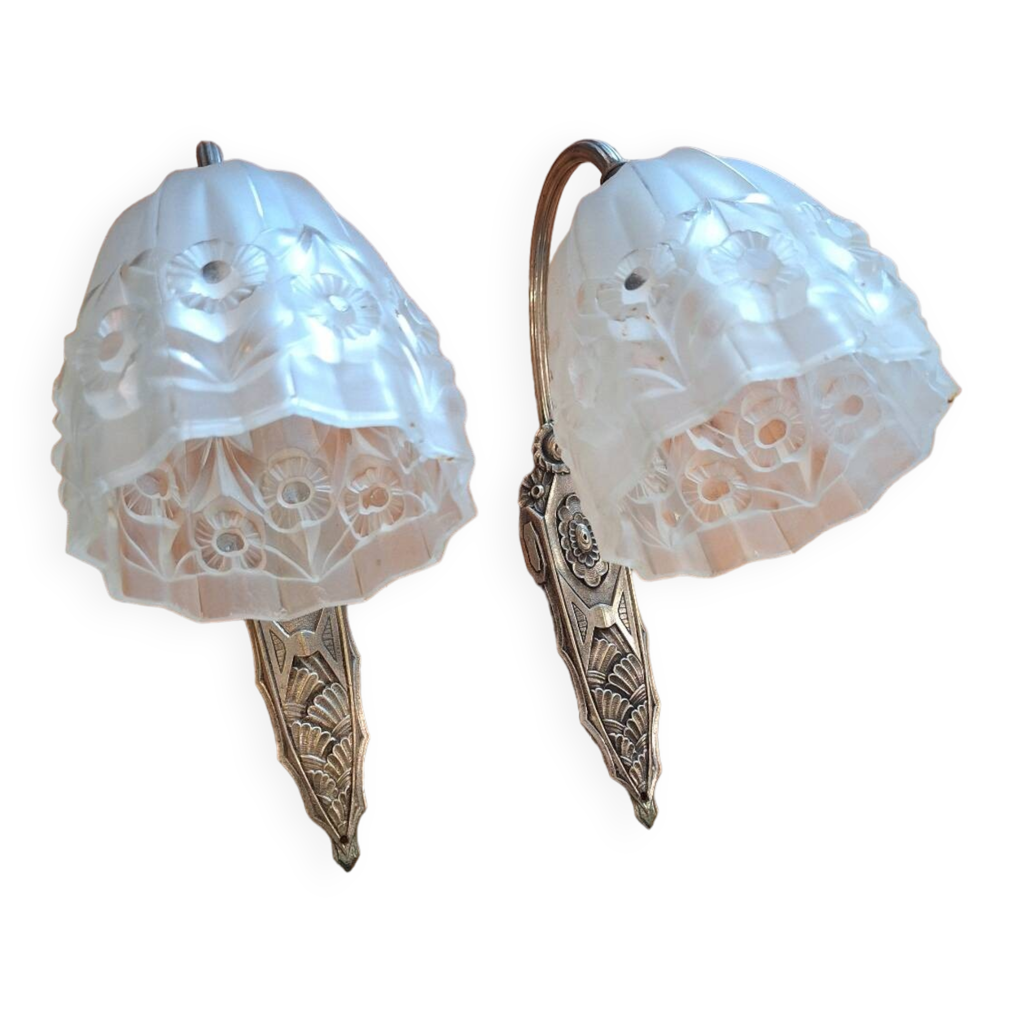 pair of art deco wall lights