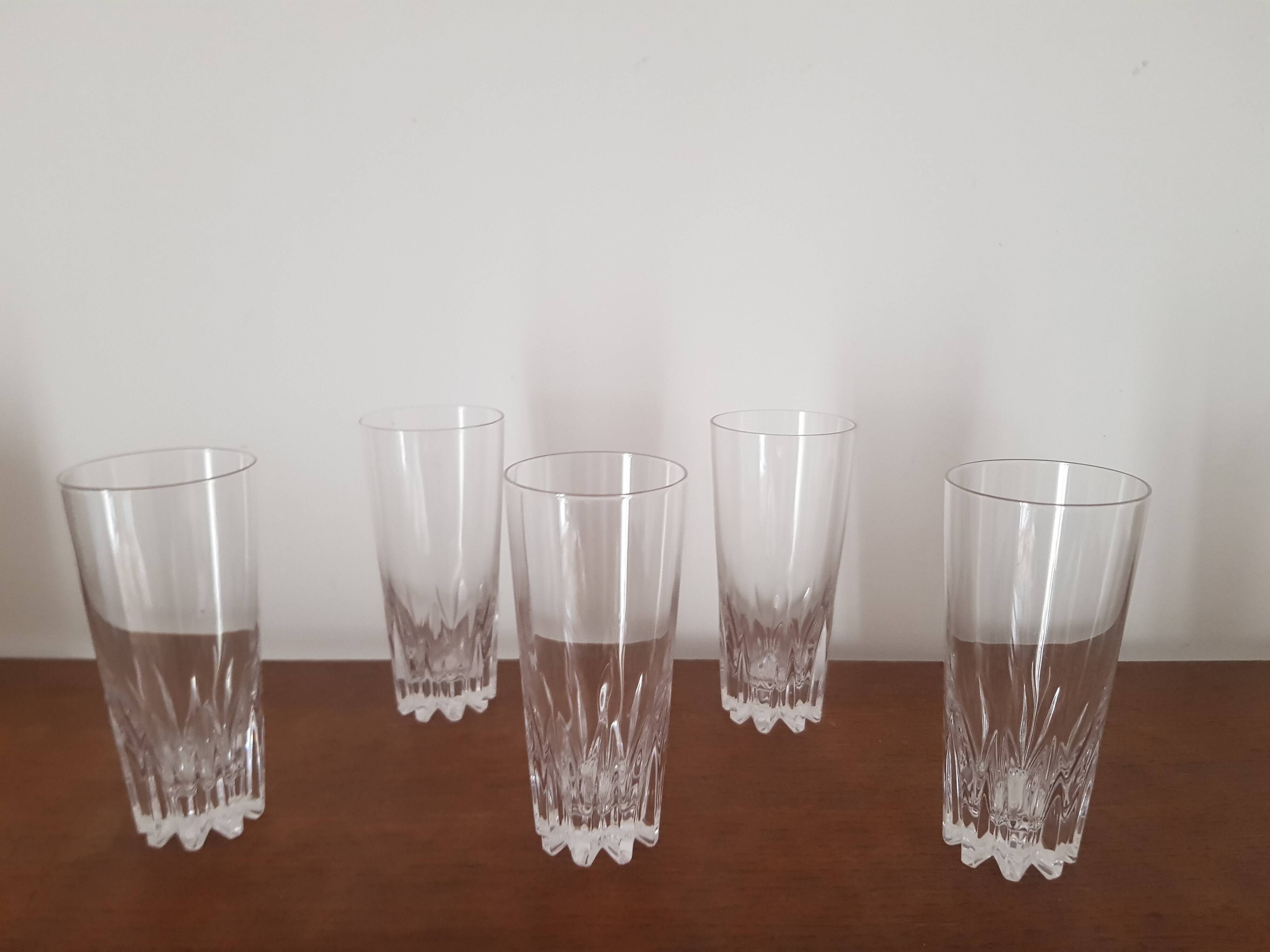 Set of 5 crystal orangeade glasses