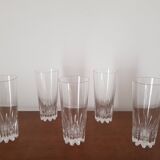 Set of 5 crystal orangeade glasses