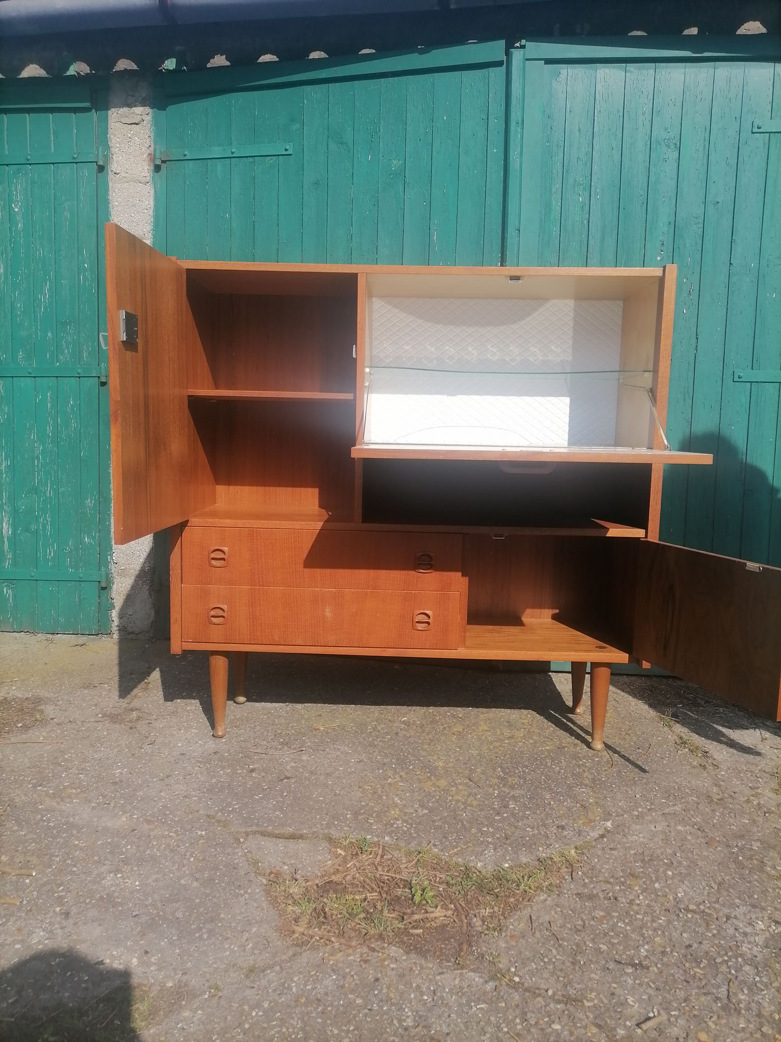 Old buffet furniture Scandinavian secretary wood vintage teak