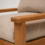 Minimalistic Mid-century Modern Lounge Chairs in Natural Wood, Italy, 1970s