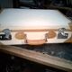 Leather and fabric suitcase