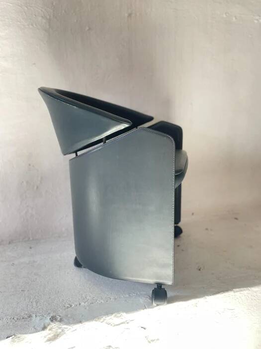 Italian leather armchair on casters by Matteo Grassi, 1990s