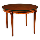 Table in solid beech, mahogany veneer and glass, Italy, 1950s.