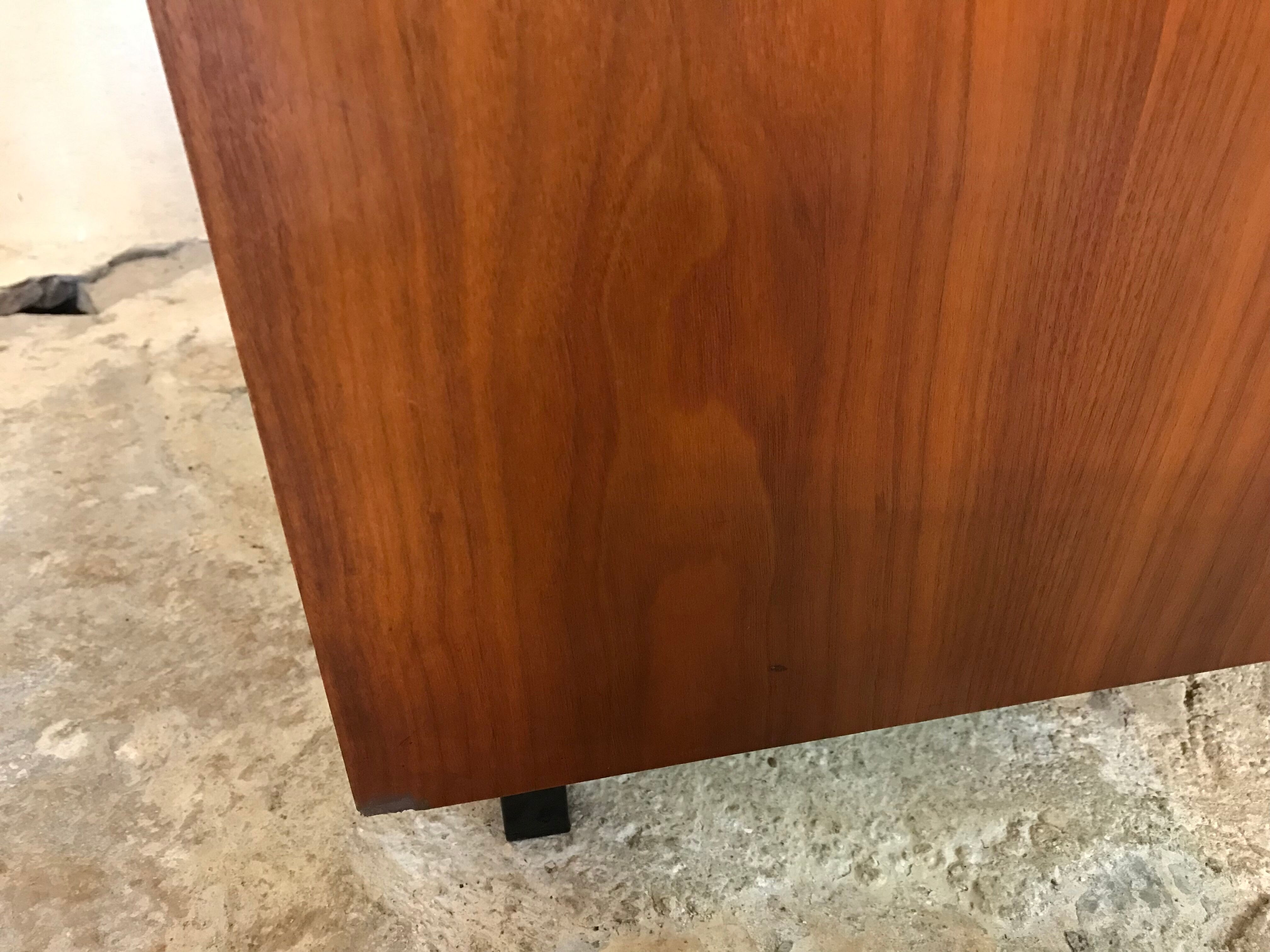 Vintage enfilade 1960-1980's blond walnut veneer handles brass