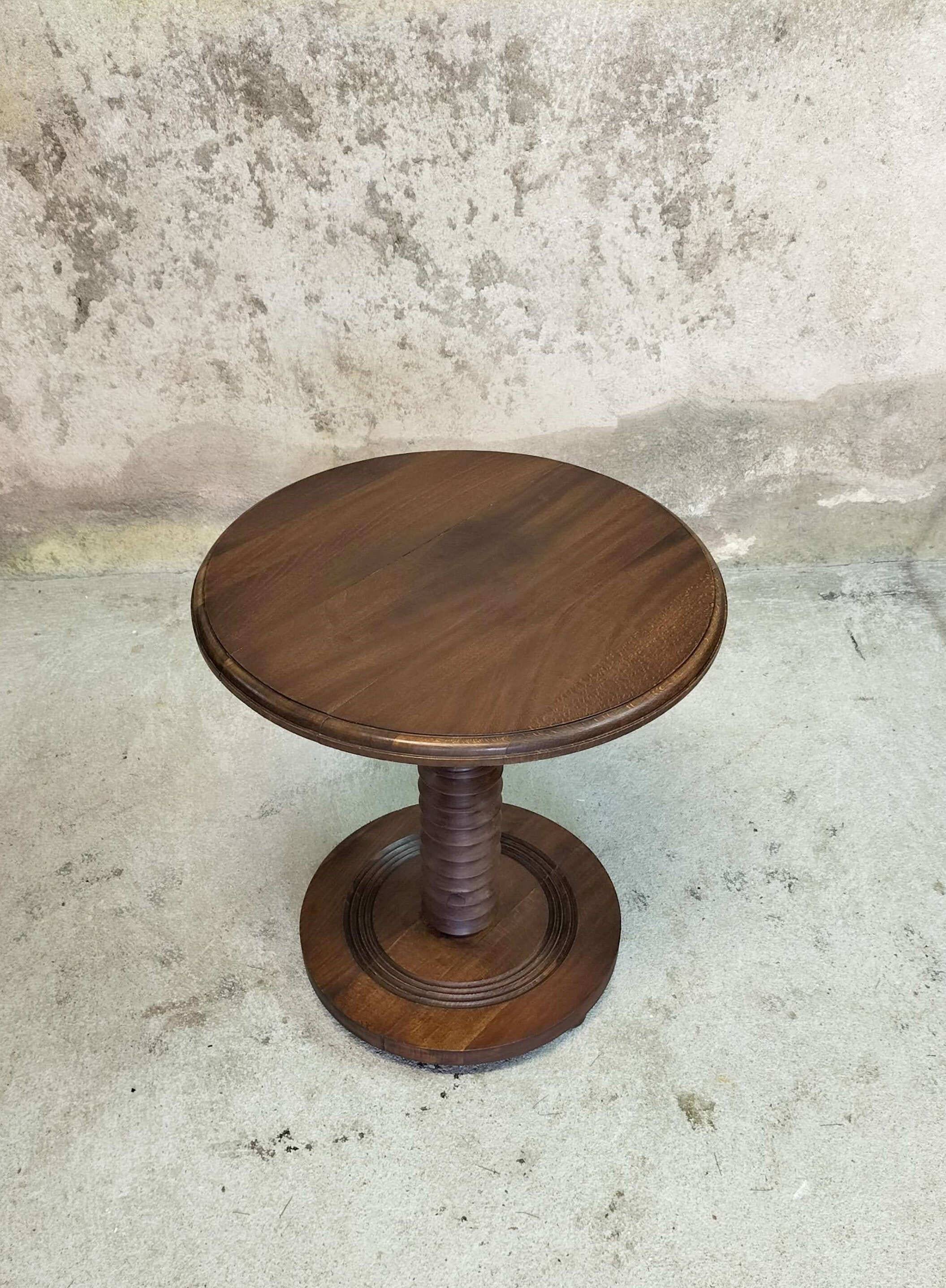 Turned wooden pedestal table