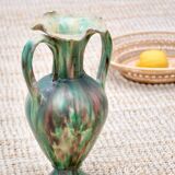 Mint green glazed ceramic amphora vase