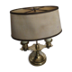 Old golden brass hot water bottle lamp with 2 arms of light