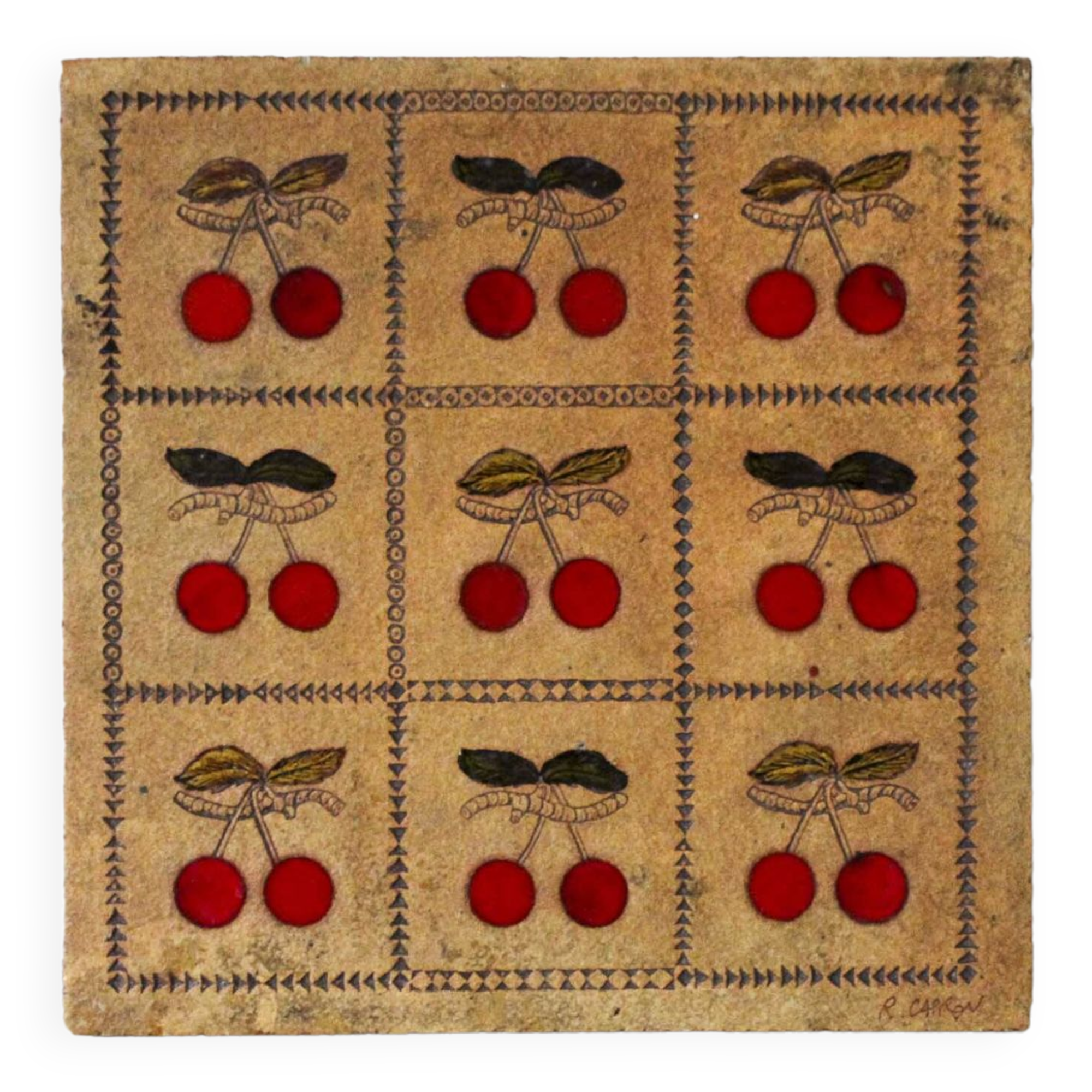 Ceramic plate decorated with cherries Roger Capron