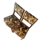 Set de 2 chaises vintage en velours oiseaux 1960-1970, état comme neuf.