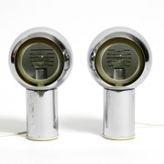 Pair of large Mid Century Space Age chrome table lamps - Made in Italy