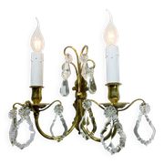 2-light bronze and crystal wall lamp