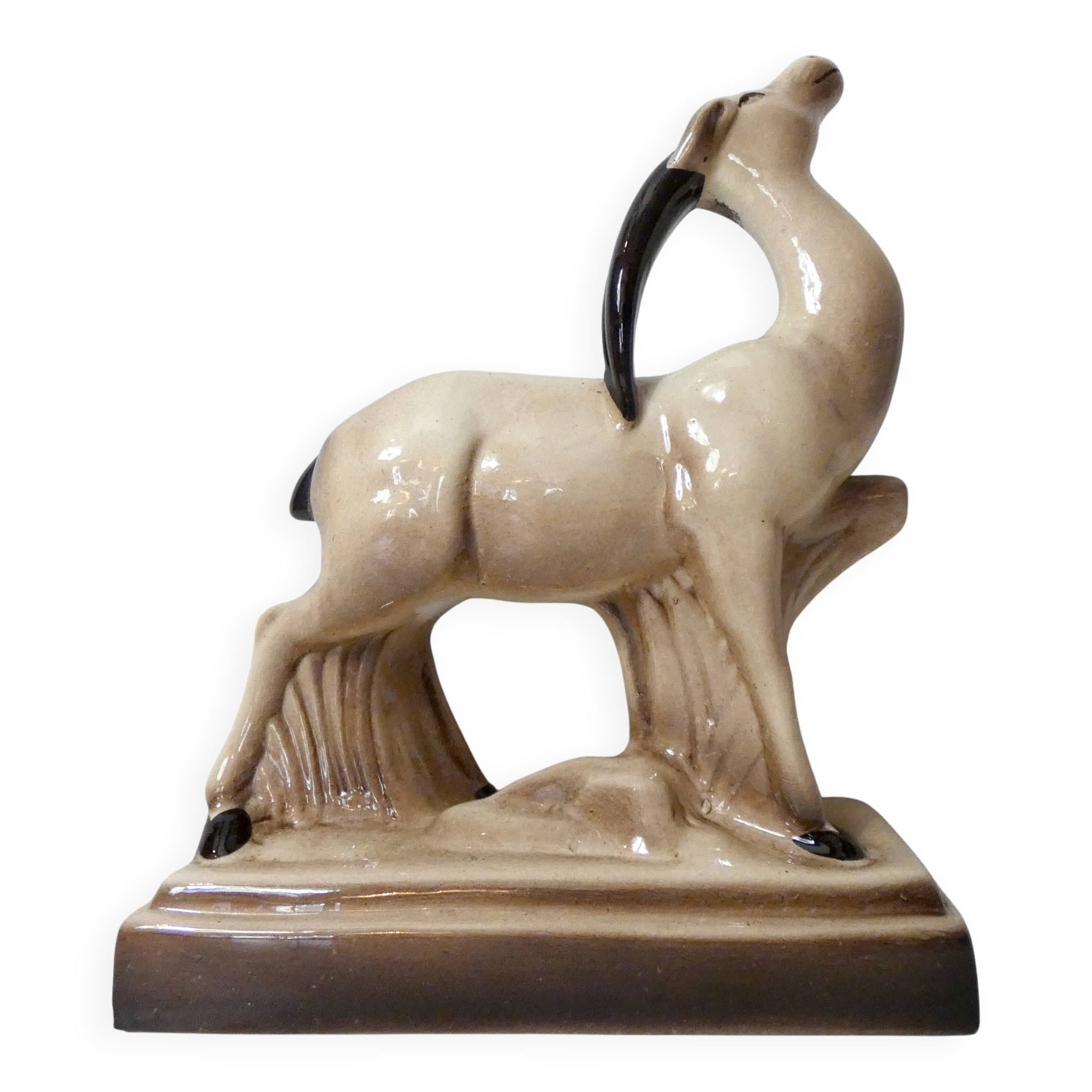 Charles Lemanceau Art Deco ceramic antelope