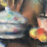 Still life with lamp, signed pastel