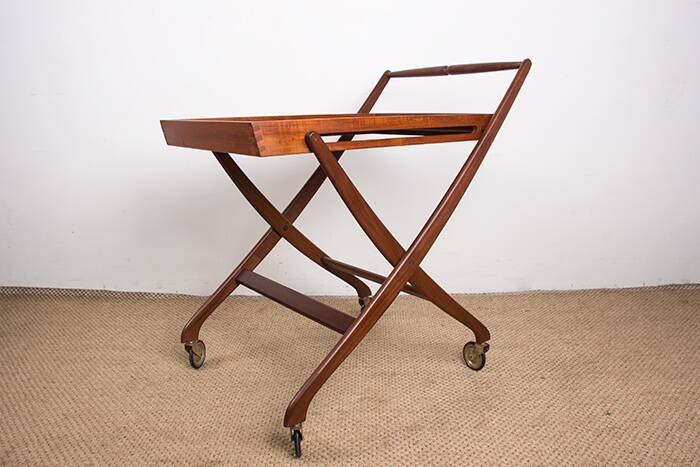 Danish folding teak rolling table, Svend Aage Madsen/Illums Bolhigus.