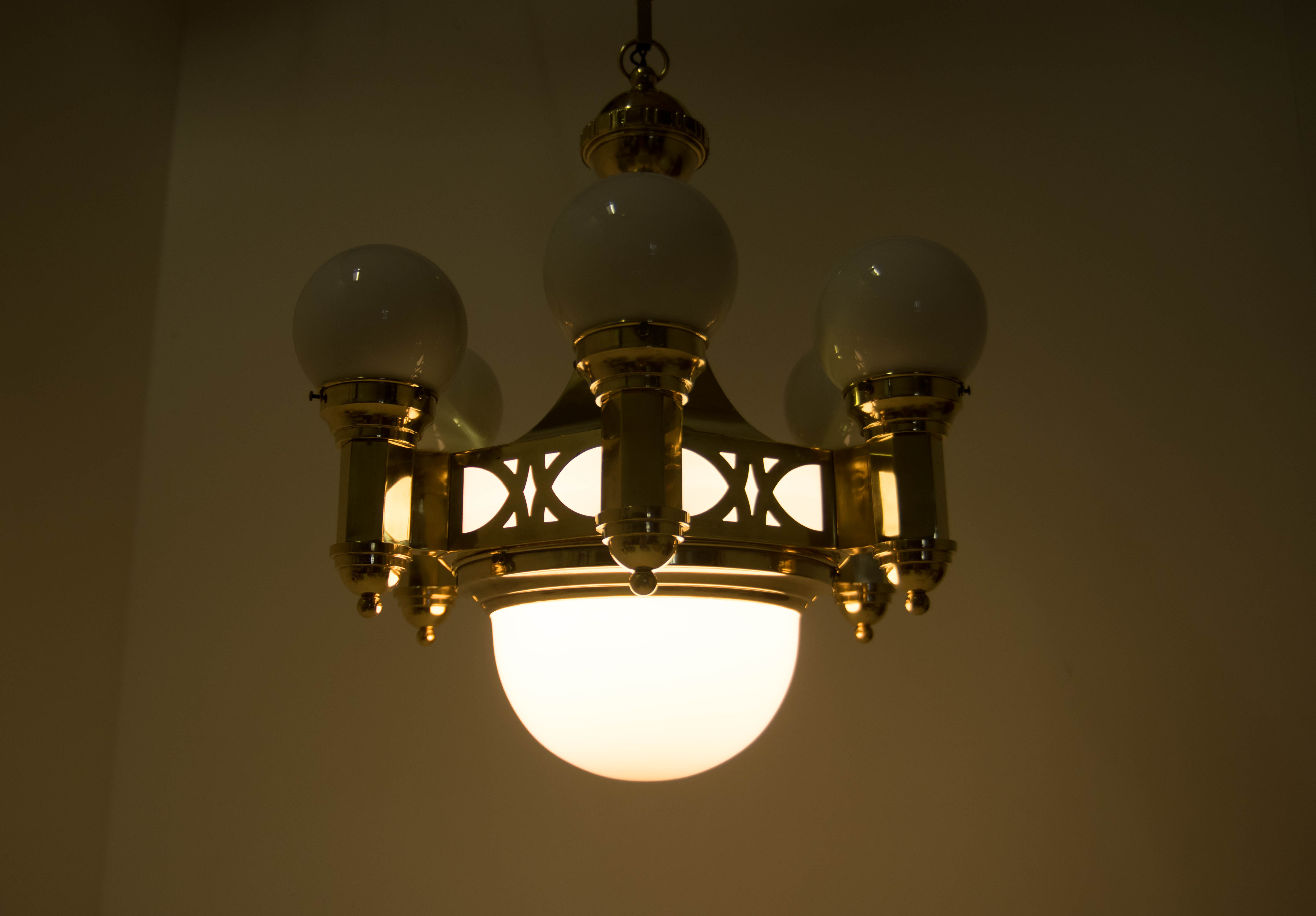 Rare Art Nouveau Chandelier by Emil Kralik, 1920s