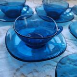 6 blue vereco cups and sub-cups