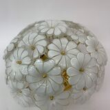 Murano glass flower italian ceiling lamp , 1970’s