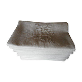 Set of 10 damask cotton napkins
