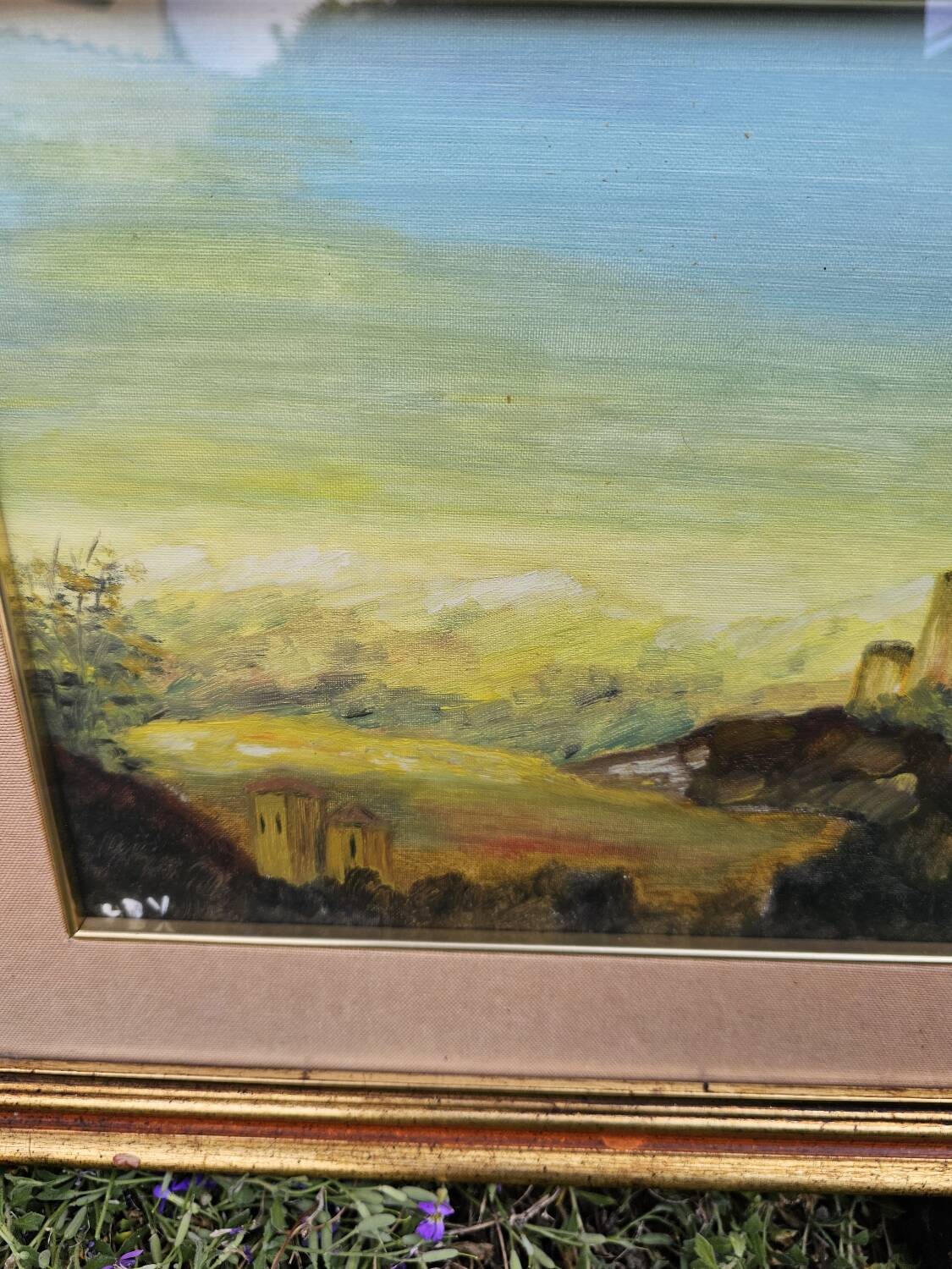 Antique framed and glazed painting