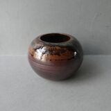 Vase boule en grès signé Yves Remond