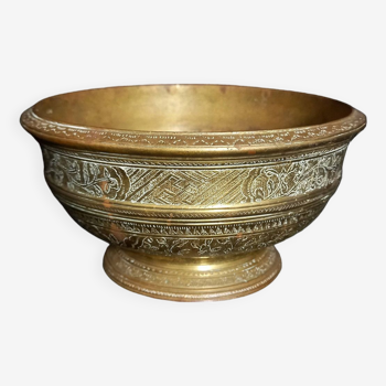 Old Indonesian Engraved Brass Bowl